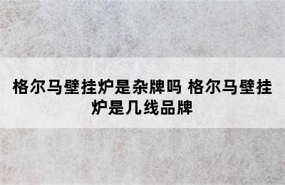 格尔马壁挂炉是杂牌吗 格尔马壁挂炉是几线品牌